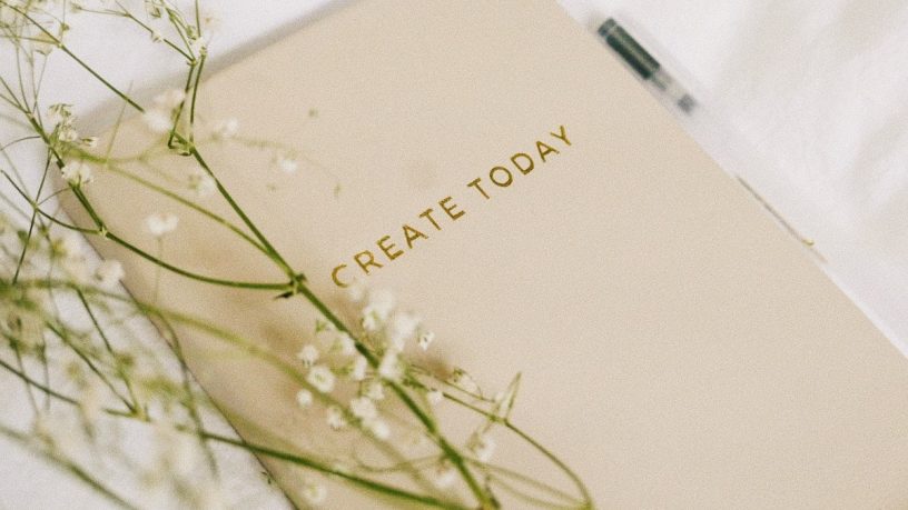 white flowers on book
